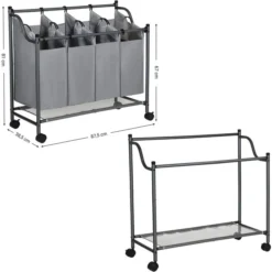 Songmics Wäschekorb LSF005GS, Grau, Mit 4 Fächern, Aus Polyester, 87,5 X 81 X 38,5 Cm, 140 Liter -Songmics Verkaufsgeschäft 47b4fbcbd0b546206db84d3e34d3c079d9eb8c09 waeschekorb songmics lsf005gs grau mit 4 faechern