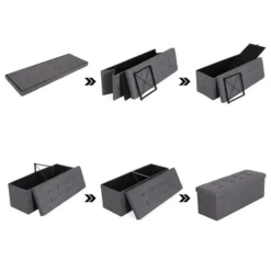 Songmics Sitztruhe Dunkelgrau, 110 X 38 X 38cm, Mit 120L Stauraum, Leinen, Bis 300kg Belastbar -Songmics Verkaufsgeschäft 47d0a990586fc71dfa6dc55637e4b80dff1f1780 sitztruhe songmics dunkelgrau 110 x 38 x 38cm