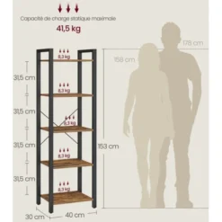 VASAGLE Bücherregal, Standregal, Aufbewahrungsregal Mit 5 Ebenen, Industrie-Design, Für Wohnzimmer, Büro, Arbeitszimmer Und Flur, Stahlgestell, Holzspanplatten, Vintagebraun-schwarz Von SONGMICS LLS10 9 VASAGLE Bücherregal, Standregal, Aufbewahrungsregal Mit 5 Ebenen, Industrie-Design, Für Wohnzimmer, Büro, Arbeitszimmer Und Flur, Stahlgestell, Holzspanplatten, Vintagebraun-schwarz Von SONGMICS LLS10 -Songmics Verkaufsgeschäft 48344321 5