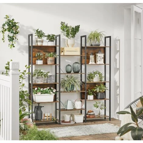 VASAGLE Bücherregal, Leiterregal, 14 Ablagen, Metallgestell, Für Wohnzimmer, Arbeitszimmer, Büro, Industrie-Design, 158 X 24 X 166 Cm, Vintagebraun-schwarz Von SONGMICS LLS107B01 2 VASAGLE Bücherregal, Leiterregal, 14 Ablagen, Metallgestell, Für Wohnzimmer, Arbeitszimmer, Büro, Industrie-Design, 158 X 24 X 166 Cm, Vintagebraun-schwarz Von SONGMICS LLS107B01 - Image 2