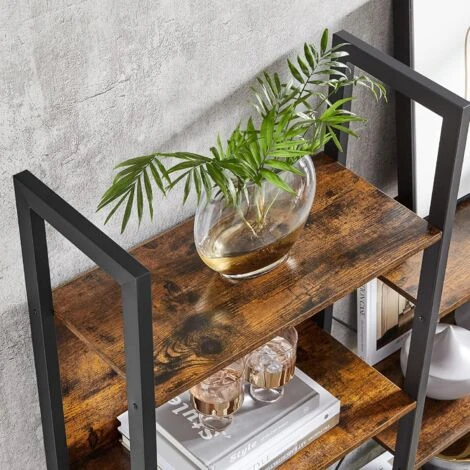 VASAGLE Bücherregal, Leiterregal, 14 Ablagen, Metallgestell, Für Wohnzimmer, Arbeitszimmer, Büro, Industrie-Design, 158 X 24 X 166 Cm, Vintagebraun-schwarz Von SONGMICS LLS107B01 4 VASAGLE Bücherregal, Leiterregal, 14 Ablagen, Metallgestell, Für Wohnzimmer, Arbeitszimmer, Büro, Industrie-Design, 158 X 24 X 166 Cm, Vintagebraun-schwarz Von SONGMICS LLS107B01 - Image 4