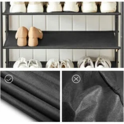 VASAGLE Schuhregal, Schuhablagen, Schmal, Metallgestell, Ablagen Aus Polyestergewebe, Für Eingangsbereich, Flur, Industrie-Design,vintagebraun-schwarz Von SONGMICS LBS036B01 -Songmics Verkaufsgeschäft 48883866 4