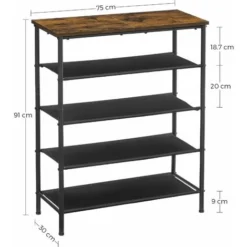 VASAGLE Schuhregal, Schuhablagen, Schmal, Metallgestell, Ablagen Aus Polyestergewebe, Für Eingangsbereich, Flur, Industrie-Design,vintagebraun-schwarz Von SONGMICS LBS036B01 -Songmics Verkaufsgeschäft 48883866 5