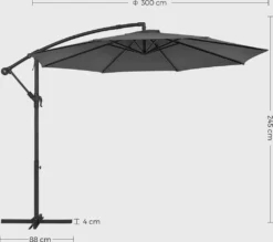SONGMICS Sonnenschirm, Ø 300 Cm, Mit Ständer, Sonnenschutz UV-Schutz UPF 50+, Mit Kurbel Zum Öffnen Und Schließen, Grau GPU116G01 13 SONGMICS Sonnenschirm, Ø 300 Cm, Mit Ständer, Sonnenschutz UV-Schutz UPF 50+, Mit Kurbel Zum Öffnen Und Schließen, Grau GPU116G01 -Songmics Verkaufsgeschäft 4c4c88eadeb7f3d28929a31b3c4481e5