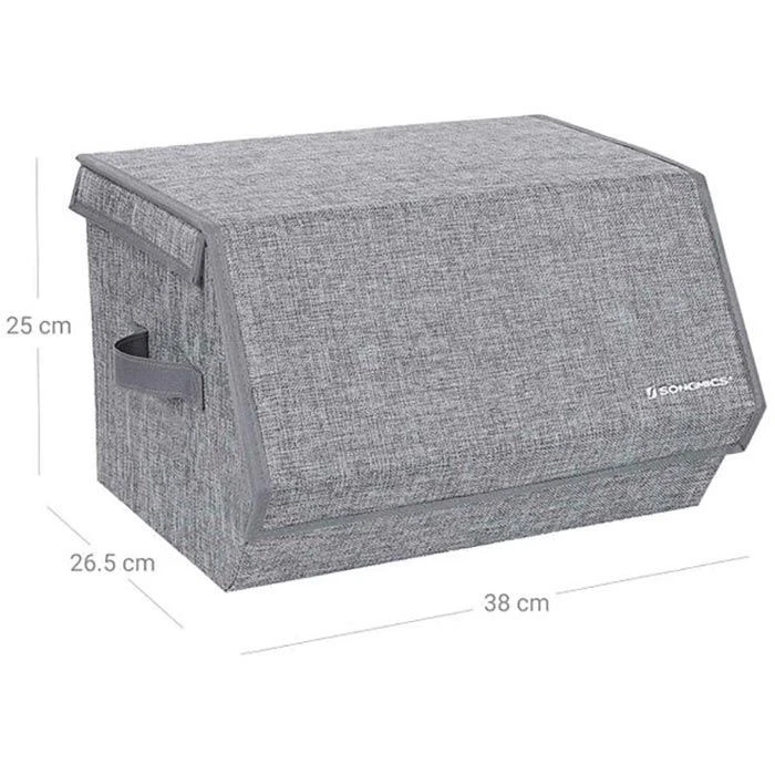 Songmics Aufbewahrungsbox RLB02GY, 25 Liter, Mit Deckel, Stoff, Hellgrau, Set 2 Stück 2 Songmics Aufbewahrungsbox RLB02GY, 25 Liter, Mit Deckel, Stoff, Hellgrau, Set 2 Stück - Image 2