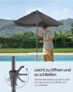 SONGMICS Sonnenschirm 210 Cm, UPF 50+, Beidseitig Um 30° Knickbar, Sonnenschutz, Mit Kurbel Zum Öffnen/Schließen, Grau GPU202G01 -Songmics Verkaufsgeschäft 4d99ec01c26bb8ebcc534e1a7f74382a