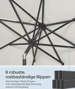 SONGMICS Sonnenschirm 300 Cm, UPF 50+, Beidseitig Um 30° Knickbar, Sonnenschutz, Mit Kurbel Zum Öffnen/Schließen, Beige GPU30BE 14 SONGMICS Sonnenschirm 300 Cm, UPF 50+, Beidseitig Um 30° Knickbar, Sonnenschutz, Mit Kurbel Zum Öffnen/Schließen, Beige GPU30BE -Songmics Verkaufsgeschäft 4d9ce25b53cc299f35126a2700ab44da