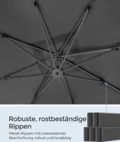 SONGMICS Sonnenschirm 290 X 290 Cm, UV-Schutz UPF 50+, Um 360° Drehbar, Mit Ständer, Befestigungsgurten Und Abdeckung, Rauchgrau GPU039G01 -Songmics Verkaufsgeschäft 4fe20292f2a59e06236eed6af2d19985