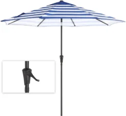 SONGMICS Sonnenschirm, Ø 290 Cm, Sonnenschutz, 8 Schirmrippen, UV-Schutz Bis UPF 50+, Knickbar, Mit Kurbel, Ohne Ständer, Outdoor, Garten, Balkon, Terrasse, Blau-weiß Gestreift GPU010Q01 -Songmics Verkaufsgeschäft 508712a0452a90a302cf8af718450be8
