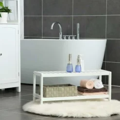 Songmics Schuhregal Aus Bambus, Schuhablage Mit 2 Ebenen, Schuh-Organizer, Regal Für Schuhe, Pflanzen, Bücher, Wohnzimmer, Flur, Schlafzimmer, Badezimmer, 70 X 26 X 33 Cm, Weiß LBS02WT -Songmics Verkaufsgeschäft 50882707 3