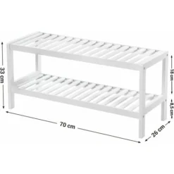 Songmics Schuhregal Aus Bambus, Schuhablage Mit 2 Ebenen, Schuh-Organizer, Regal Für Schuhe, Pflanzen, Bücher, Wohnzimmer, Flur, Schlafzimmer, Badezimmer, 70 X 26 X 33 Cm, Weiß LBS02WT -Songmics Verkaufsgeschäft 50882707 5