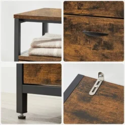 VASAGLE Schuhschrank Mit 2 Klappen, Schuhregal, Schuhkipper, Schuhkommode Mit 2 Fächern, Schuhablagen, Im Flur, Für 10-16 Paar Schuhe, Platzsparend, 80 X 30 X 95 Cm, Vintagebraun-schwarz Von SONGMICS -Songmics Verkaufsgeschäft 51282427 4