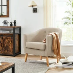 VASAGLE Sessel, Relaxsessel, Fernsehsessel, Loungesessel, Aus Stoff, Mit Gepolstertem Sitzkissen, Beine Aus Massivholz, Modern, Für Wohnzimmer, Esszimmer, Gästezimmer, Büro, Beige Von SONGMICS LAC005M 7 VASAGLE Sessel, Relaxsessel, Fernsehsessel, Loungesessel, Aus Stoff, Mit Gepolstertem Sitzkissen, Beine Aus Massivholz, Modern, Für Wohnzimmer, Esszimmer, Gästezimmer, Büro, Beige Von SONGMICS LAC005M -Songmics Verkaufsgeschäft 52876362 3