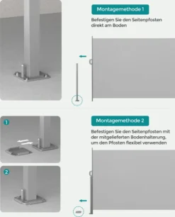 SONGMICS Seitenmarkise,Markise,160 X 350 Cm, Ausziehbar, Aus 220 G/m² Polyester, Sichtschutz, Sonnenschutz, Blickdicht, Seitenrollo, Für Balkon, Terrasse, Garten, Hellgrau ASG565G03 -Songmics Verkaufsgeschäft 52f831f0de6e0944b6a55a96ab7eaa6b