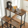 VASAGLE Essgruppe, Bartisch-Set, Stehtisch (100 X 40 X 90 Cm) Mit 2 Barhockern (je 30 X 40 X 65 Cm), Metallgestell, Industrie-Design, Für Esszimmer, Wohnzimmer, Vintagebraun-schwarz Von SONGMICS LBT21