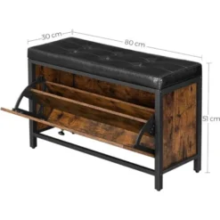 VASAGLE Schuhbank, Gepolsterter Schuhorganizer Mit Klappe, Schuhschrank Für 6 Paar Schuhe, Stahlgestell, Industrie-Design, Vintagebraun-schwarz Von SONGMICS LSB049B01 9 VASAGLE Schuhbank, Gepolsterter Schuhorganizer Mit Klappe, Schuhschrank Für 6 Paar Schuhe, Stahlgestell, Industrie-Design, Vintagebraun-schwarz Von SONGMICS LSB049B01 -Songmics Verkaufsgeschäft 53439095 5