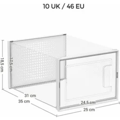 Songmics Schuhboxen, 18er Set, Aufbewahrungsboxen Für Schuhe, Schuh-Organizer, Kunststoffboxen, Faltbar Und Stapelbar, Für Schuhe Bis Größe 46, Transparent-weiß LSP18MWT 9 Songmics Schuhboxen, 18er Set, Aufbewahrungsboxen Für Schuhe, Schuh-Organizer, Kunststoffboxen, Faltbar Und Stapelbar, Für Schuhe Bis Größe 46, Transparent-weiß LSP18MWT -Songmics Verkaufsgeschäft 53439126 5