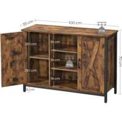 VASAGLE Sideboard, Beistellschrank, Küchenschrank Mit Offenen Regalfächern, Flurschrank, Kommode Mit Türen, Wohnzimmer, Esszimmer, Flur, Industrie-Design, Vintagebraun-schwarz Von SONGMICS LSC098B01 9 VASAGLE Sideboard, Beistellschrank, Küchenschrank Mit Offenen Regalfächern, Flurschrank, Kommode Mit Türen, Wohnzimmer, Esszimmer, Flur, Industrie-Design, Vintagebraun-schwarz Von SONGMICS LSC098B01 -Songmics Verkaufsgeschäft 53628411 5