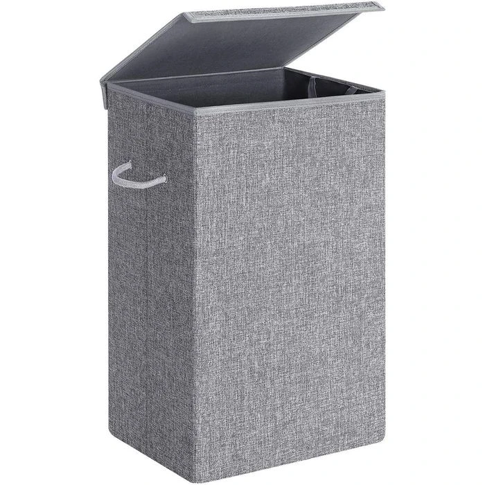 Songmics Wäschekorb LCB01G, Grau, Mit Deckel, Leinenimitat, Faltbar, 36 X 66 X 36 Cm, 85 Liter 1 Songmics Wäschekorb LCB01G, Grau, Mit Deckel, Leinenimitat, Faltbar, 36 X 66 X 36 Cm, 85 Liter