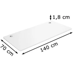 Songmics Tischplatte LDB002W01, Rechteckig, 140 X 70cm, Weiß