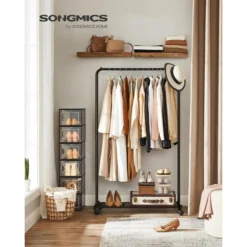 Songmics Garderobenständer HSR25BK, Bis 40 Kg, Mit Rollen & Ablage, Metall, Schwarz -Songmics Verkaufsgeschäft 55431afaa8e307b12cacdc04a0233196642f50cb garderobenstaender songmics hsr25bk bis 40 kg