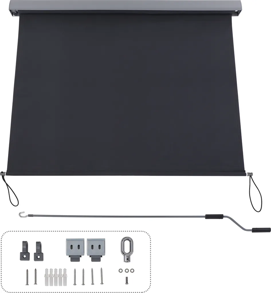 SONGMICS Alu-Senkrechtmarkise Für Balkon, Markise, Terrasse, 1,6 X 2,5 M (B X L), Aus Polyester (280 G/m²), Mit Grauer Markisenkassette, Vertikalmarkise Für Außen, Für Windschutz, Sonnenschutz Und Sichtschutz, Grau GSA165GY 6 SONGMICS Alu-Senkrechtmarkise Für Balkon, Markise, Terrasse, 1,6 X 2,5 M (B X L), Aus Polyester (280 G/m²), Mit Grauer Markisenkassette, Vertikalmarkise Für Außen, Für Windschutz, Sonnenschutz Und Sichtschutz, Grau GSA165GY - Image 6