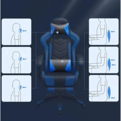 Songmics Gaming-Stuhl RCG026B01, Mit Fußstütze, Schwarz / Blau, Kunstleder, Kopfstütze, Bis 150 Kg -Songmics Verkaufsgeschäft 560ec830474596e0632e8776577a8e233d2a0cf9 gaming stuhl songmics rcg026b01 mit fussstuetze