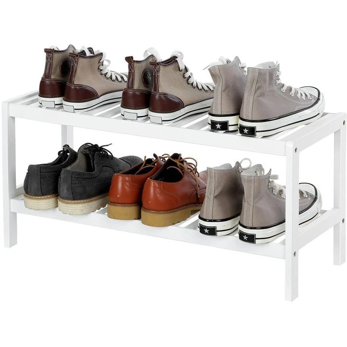 Songmics Schuhregal Für 8 Paar, Aus Bambus, 70 X 33 X 26cm, 2 Etagen, Weiß 3 Songmics Schuhregal Für 8 Paar, Aus Bambus, 70 X 33 X 26cm, 2 Etagen, Weiß - Image 3