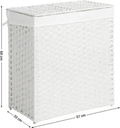 SONGMICS Wäschekorb Handgeflochten, 110L Wäschesammler Aus Synthetischem Rattan, Mit Deckel Und Griffen, Wäschesortierer, Faltbar, Wäschesack Herausnehmbar, Weiß LCB52WT -Songmics Verkaufsgeschäft 57929dfa84b0958b1f7903006616651e