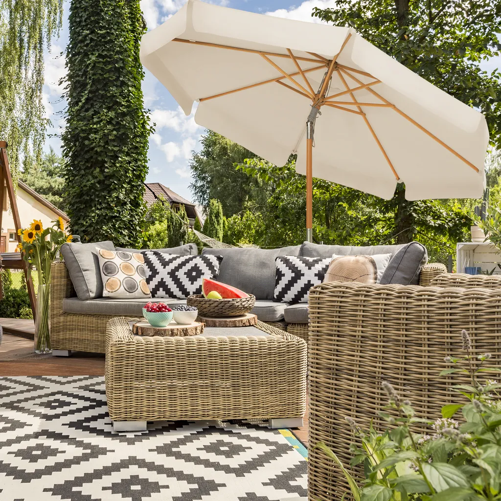 SONGMICS Sonnenschirm 300 Cm, Sonnenschutz Bis UPF 50+, Knickbar, Achteckiger, Schirmmast Und Schirmrippen Aus Holz, Ohne Ständer, Beige GPU32BE 2 SONGMICS Sonnenschirm 300 Cm, Sonnenschutz Bis UPF 50+, Knickbar, Achteckiger, Schirmmast Und Schirmrippen Aus Holz, Ohne Ständer, Beige GPU32BE - Image 2