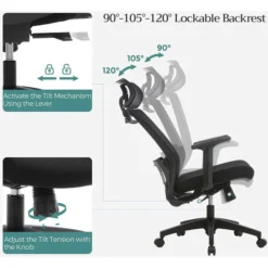 Songmics Bürostuhl OBN057B02, Schwarz, Stoff / Netz, Mit Kopfstütze, Bis 130 Kg -Songmics Verkaufsgeschäft 5ae5a72d67fb6d4effb7820b6e69227e5a716a02 buerostuhl songmics obn057b02