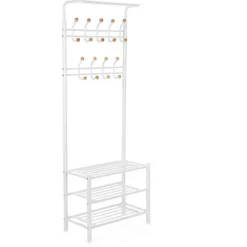 Songmics Garderobenständer HSR04W, Mit 18 Haken, Metall, Weiß