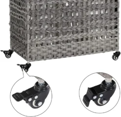 SONGMICS Wäschekorb Handgeflochten, Wäschesammler Aus Polyrattan, Mit 3 Fächern, Deckel Und Griffen, Herausnehmbare Taschen, Wohnzimmer, Schlafzimmer, Waschküche, Grau LCB083G02 -Songmics Verkaufsgeschäft 5fdb39cfdd1587f730ec522202a1e4da