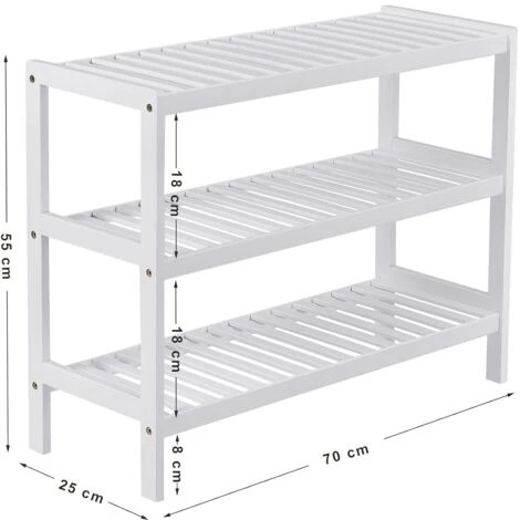 Songmics Schuhregal Aus Bambus Schuhständer Ablageregal Schuhschrank Mit 3 Ebenen Schuhablage Für 12 Paar Schuhe Standregal Weiß 55 X 70 X 25cm LBS13W 5 Songmics Schuhregal Aus Bambus Schuhständer Ablageregal Schuhschrank Mit 3 Ebenen Schuhablage Für 12 Paar Schuhe Standregal Weiß 55 X 70 X 25cm LBS13W - Image 5