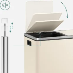 SONGMICS Mülleimer, 2 X 30 L, 2 Fächer, Mülltrennsystem, Treteimer, Abfalleimer Küche, 15 Müllsäcke, Aus Metall, Inneneimer Aus Kunststoff, Klappdeckel, Softclose, Luftdicht, Cremeweiß LTB060A01 -Songmics Verkaufsgeschäft 64f2ec39b5165271de499107abcd2a25