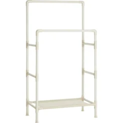 Songmics Garderobenständer RDR01WT, Bis 55 Kg, Mit 2 Kleiderstangen Und Ablage, Metall, Weiß