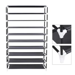 Songmics Schuhschrank RXJ00H, Schwarz, Aus Stoff, Für 45 Paar, 100 X 162 X 28cm -Songmics Verkaufsgeschäft 68a419244d2173c517582f01b1183e5e6c5a65cf schuhschrank songmics rxj00h schwarz