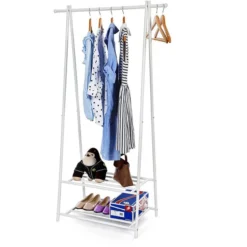 Songmics Garderobenständer HSR05W, Mit Schuhablage, Metall, Weiß -Songmics Verkaufsgeschäft 69e045a3dcff360ee679a2a21f6efbf8a6eeac6d garderobenstaender songmics hsr05w