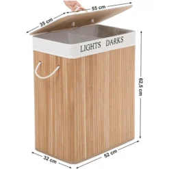 Songmics Wäschekorb LCB64Y, Natur, Mit 2 Fächern, Aus Bambus, Faltbar, 52 X 62,5 X 32 Cm, 100 Liter 10 Songmics Wäschekorb LCB64Y, Natur, Mit 2 Fächern, Aus Bambus, Faltbar, 52 X 62,5 X 32 Cm, 100 Liter -Songmics Verkaufsgeschäft 6b0d5da9271f009a50fd550e84f4296f77ca85e8 waeschekorb songmics lcb64y natur mit 2 faechern