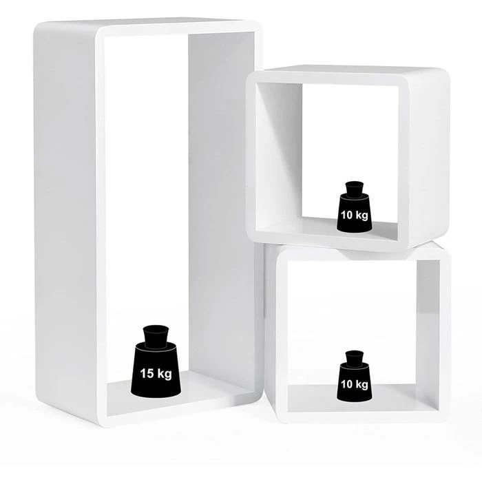 Songmics Wandregal LWS50WT, Weiß, 3-teilig, 22cm / 50cm, Aus Holz 3 Songmics Wandregal LWS50WT, Weiß, 3-teilig, 22cm / 50cm, Aus Holz - Image 3