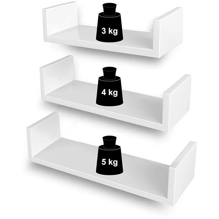 Songmics Wandregal LWS40WT, Weiß, 3-teilig, 40cm / 35cm / 30cm, Aus Holz 3 Songmics Wandregal LWS40WT, Weiß, 3-teilig, 40cm / 35cm / 30cm, Aus Holz - Image 3