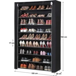 Songmics Schuhschrank RXJ00H, Schwarz, Aus Stoff, Für 45 Paar, 100 X 162 X 28cm -Songmics Verkaufsgeschäft 6e906e44659b3dadf694ad160ff4fbd66e56912e schuhschrank songmics rxj00h schwarz