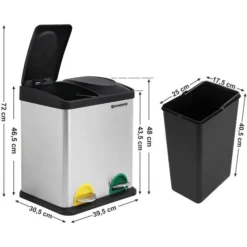 Songmics Mülleimer LTB30L, Silber, Aus Edelstahl, 2 X 15 Liter -Songmics Verkaufsgeschäft 6f7942d8160a8d020c36e7ac239e8f9887b46c48 muelleimer songmics ltb30l silber