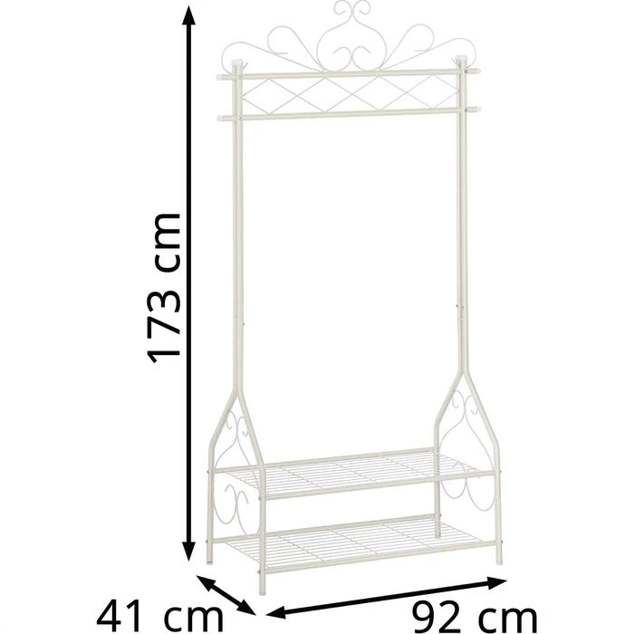 Songmics Garderobenständer HSR07W, Mit Schuhablage, Metall, Weiß 2 Songmics Garderobenständer HSR07W, Mit Schuhablage, Metall, Weiß - Image 2