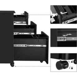 Songmics Rollcontainer OFC030B01, Metall, Schwarz, Mit 2 Schüben Und Hängeregistratur, Abschließbar -Songmics Verkaufsgeschäft 71df2e0a1f04a71000cc166cd63c0b4812a05348 rollcontainer songmics ofc030b01 metall schwarz