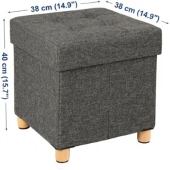 Songmics Sitzhocker Viereckige Sitztruhe Fußhocker Aufbewahrungsbox Mit Holzfüßen Deckel 38 X 40 X 38cm Dunkelgrau LSF14GYZ -Songmics Verkaufsgeschäft 7202091 5