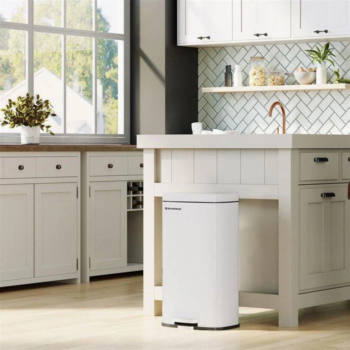 Songmics Mülleimer LTB03WT, Weiß, Aus Kunststoff, 30 Liter 5 Songmics Mülleimer LTB03WT, Weiß, Aus Kunststoff, 30 Liter - Image 5