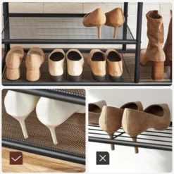 VASAGLE Garderobenständer, Kleiderständer, Garderobe Mit 9 Abnehmbaren Haken, Schuhregal, Für Kleine Wohnungen, Flur, Industrie-Design, Vintagebraun-schwarz, Von SONGMICS HSR409B01 -Songmics Verkaufsgeschäft 73104326 4