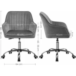 Songmics Bürostuhl, Drehstuhl Mit Samtbezug, Schaumstoffpolsterung, Höhenverstellbar, Für Arbeitszimmer, Bar, Hellgrau OBG012G01 9 Songmics Bürostuhl, Drehstuhl Mit Samtbezug, Schaumstoffpolsterung, Höhenverstellbar, Für Arbeitszimmer, Bar, Hellgrau OBG012G01 -Songmics Verkaufsgeschäft 73395012 5