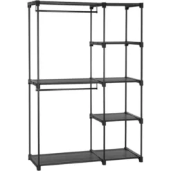 SONGMICS Kleiderschrank, Kleiderständer, Freistehende Garderobe, Faltbar, Kleiderständer Mit Kleiderstangen, Garderobenständer,112 X 43 X 165 Cm, Schwarz RYG24BK